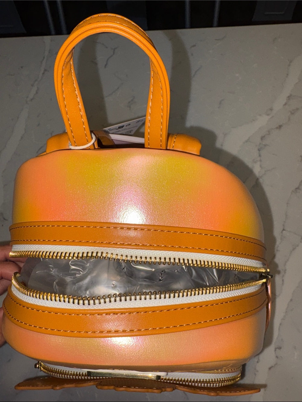 Loungefly Pocahontas Iridescent Orange Sunflower Cake Backpack - Picture 5 of 7